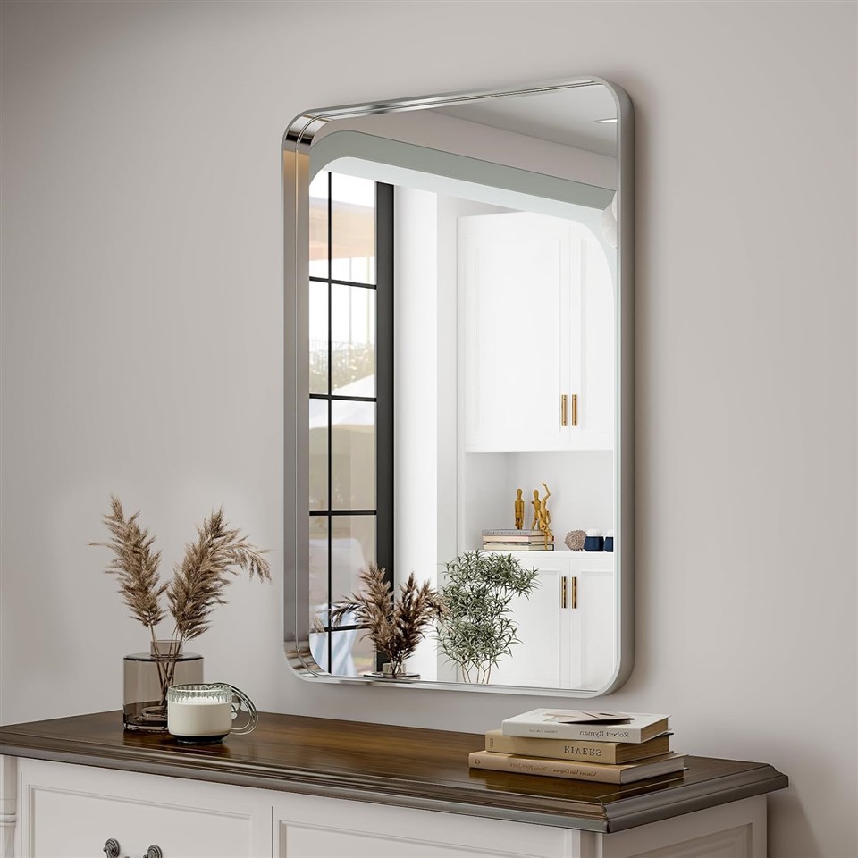 Silver Framed Mirror For Bathroom